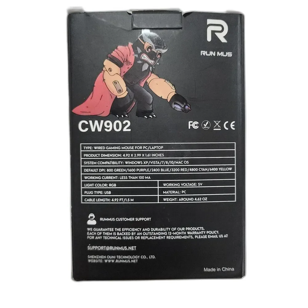 Runmus Gaming Wired Mouse with Ergonomic Anti Fatigue Design